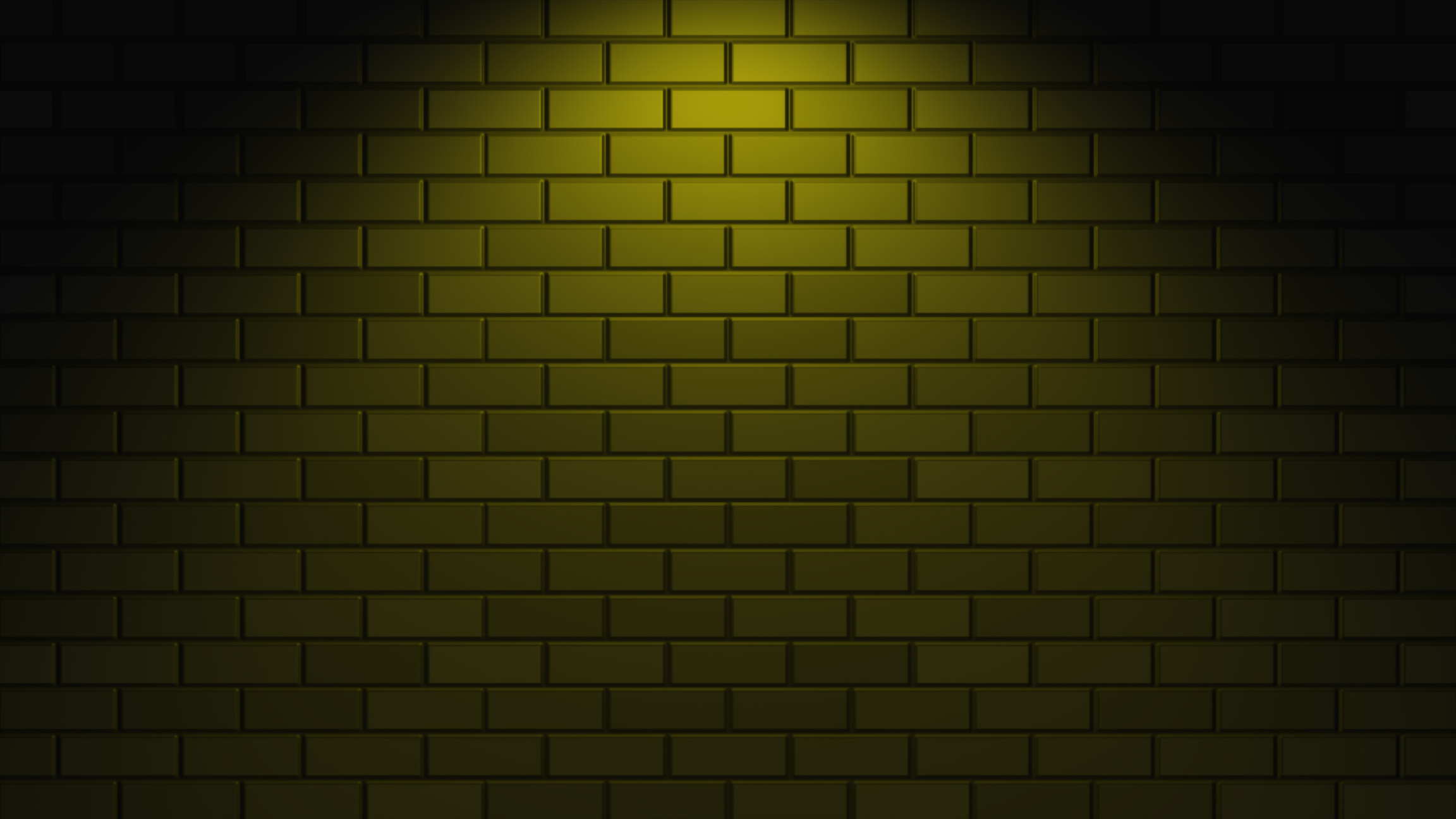 Empty brick wall with yellow neon light with copy space